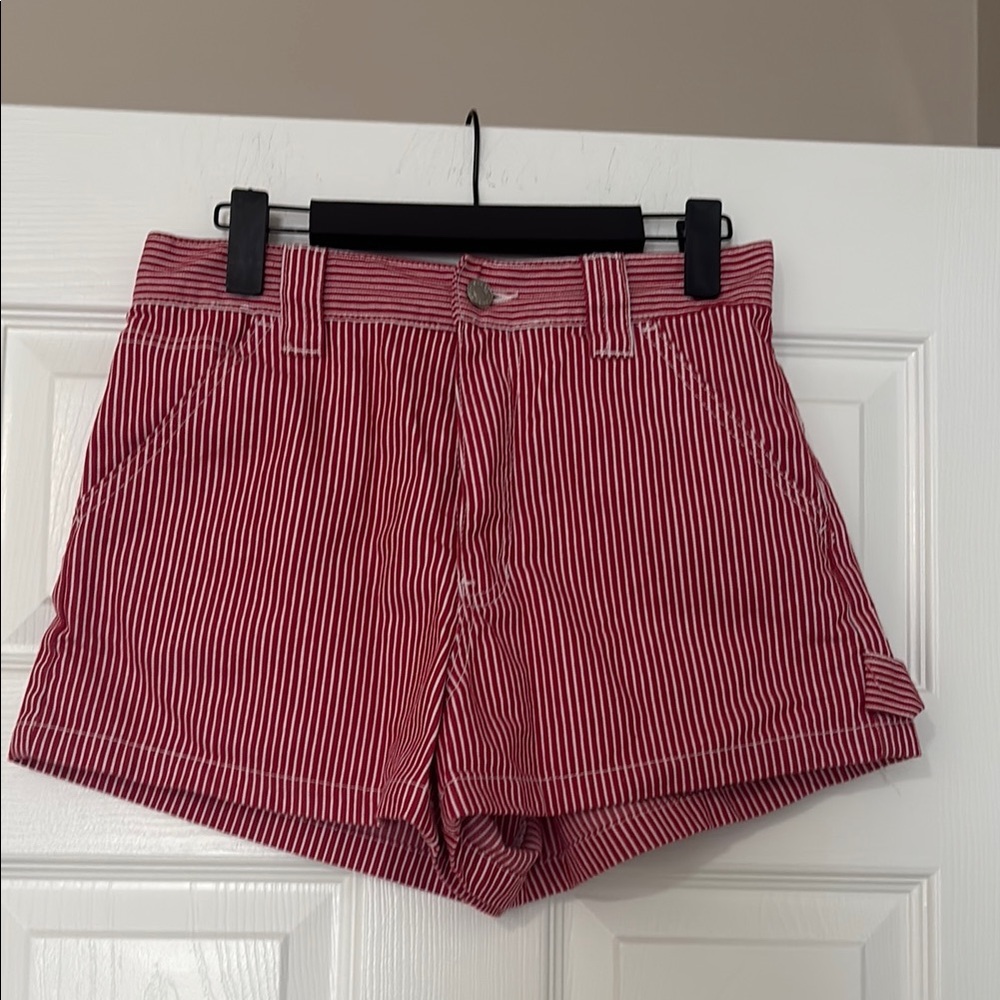 Red Striped Women's Shorts